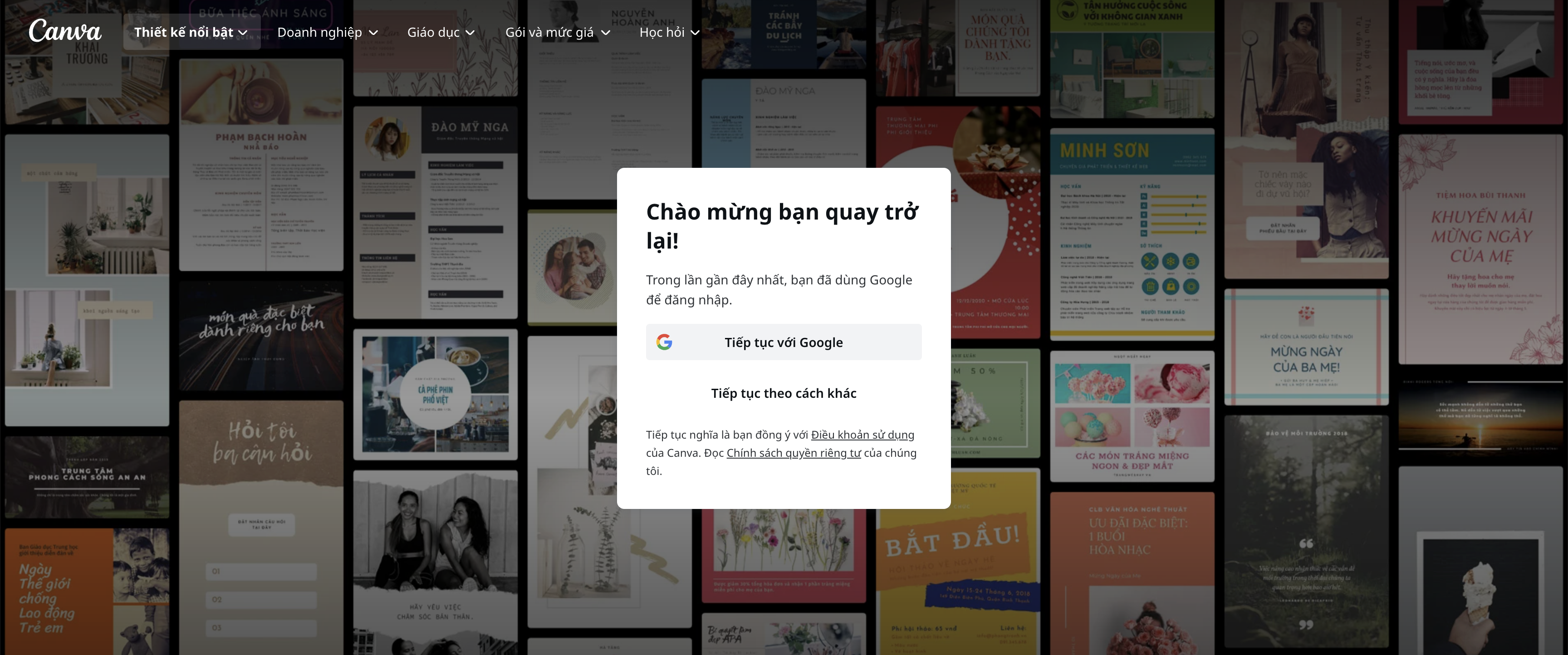 Truy cập vào trang chủ Canva