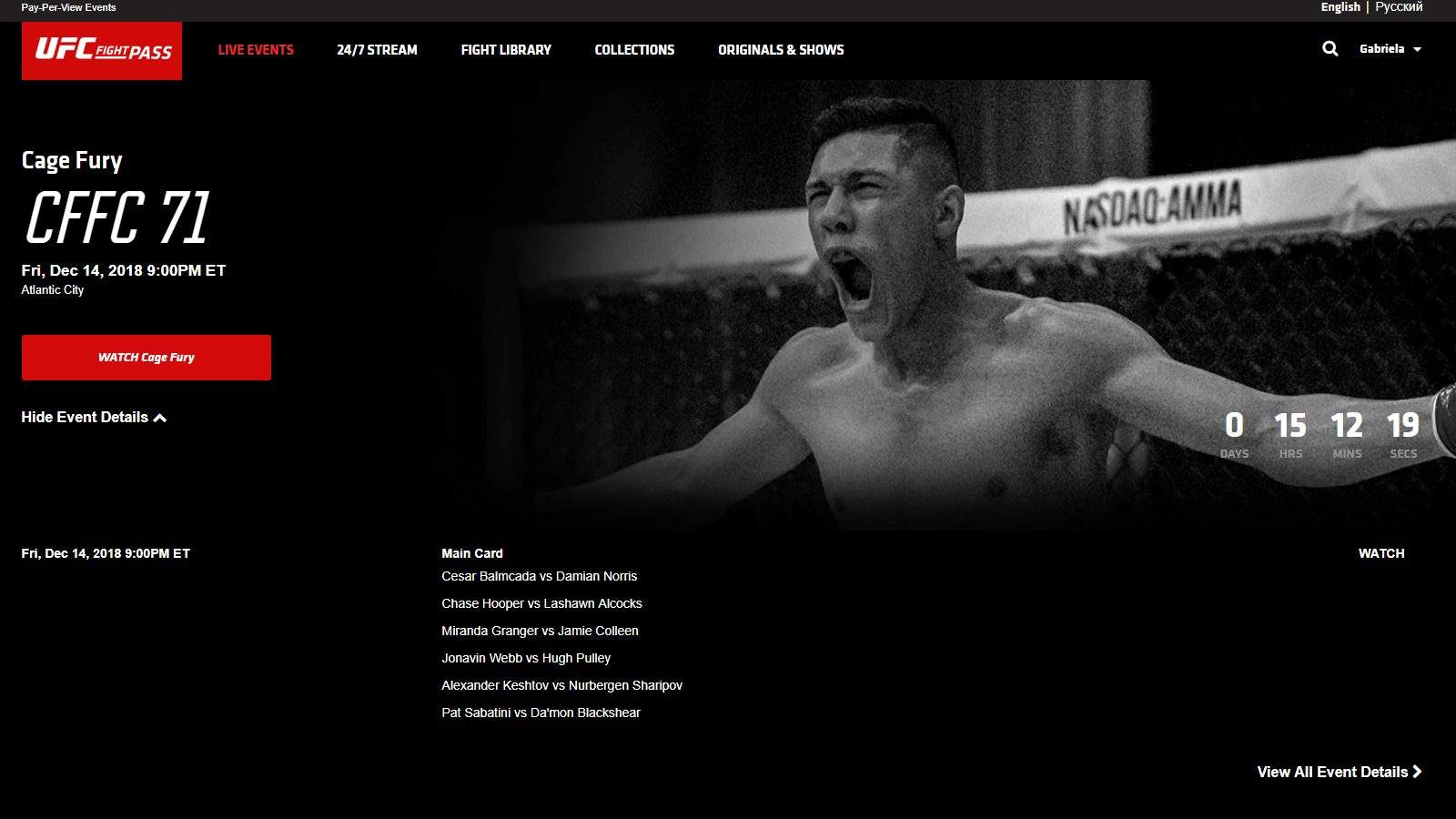 Tài khoản UFC Fight Pass